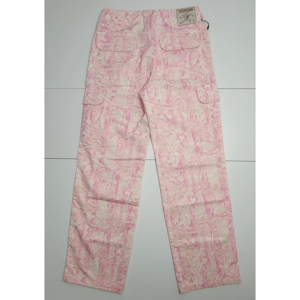 True Religion Women's Light Pink Baggy Camo Military Cargo Pants Size 30x32 NWT